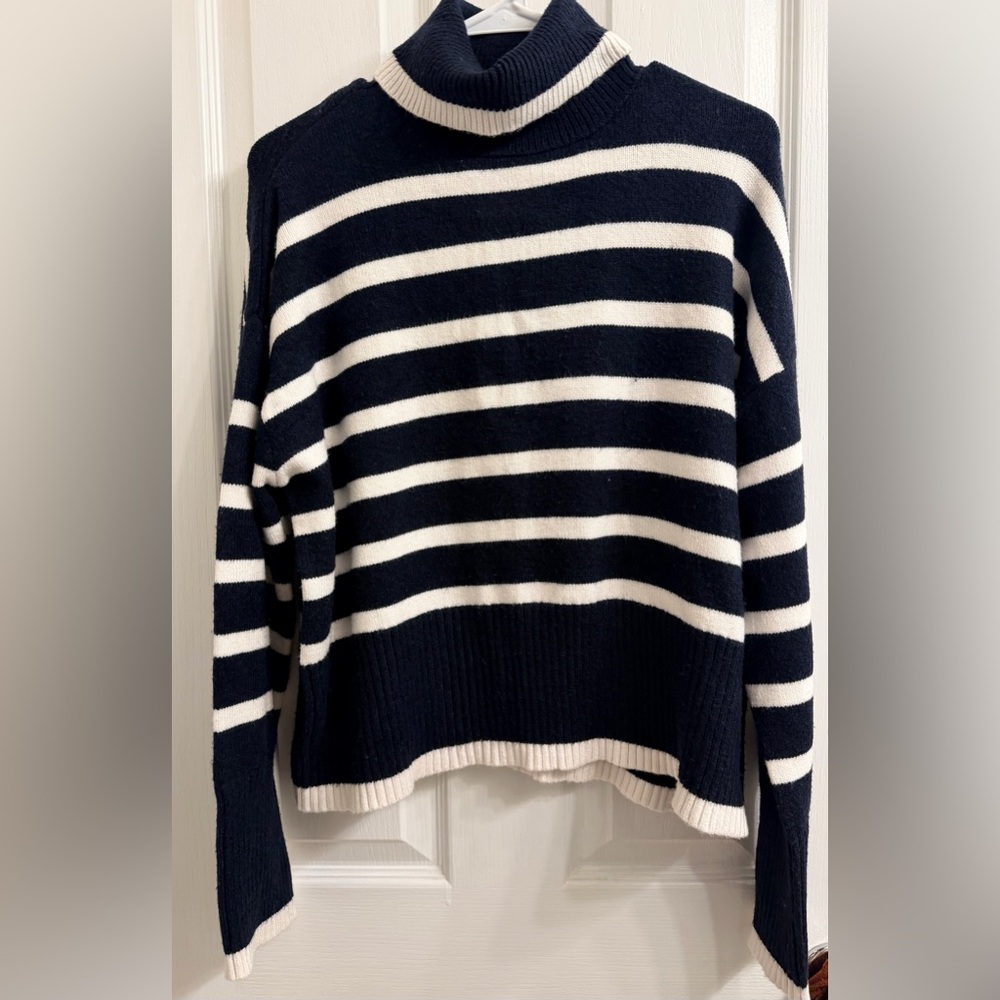 Mi Ami Striped Black and White Turtleneck Sweater